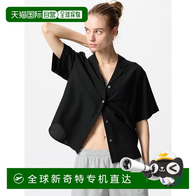 Can be returned within 1 hour Korean direct mail uniqlo shirt linen short sleeve authentic fashion versatile comfortable simple

