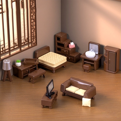Miniature Simulated Furniture Toilet Bathtub Bed Wardrobe Coffee Table Tv Dollhouse DIY Decoration Accessories