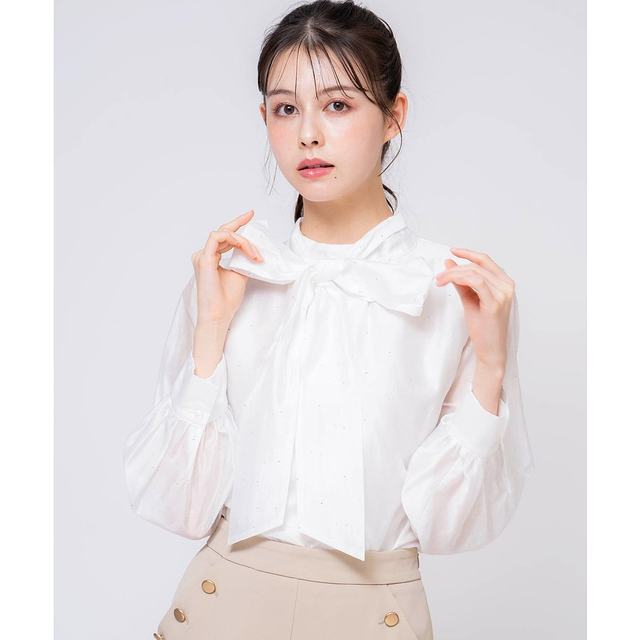 Can be returned within 1 hour Japanese direct mail Noela women's polka dot design bow shirt 5521135
