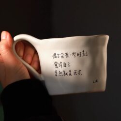 Poemsforyou Genius Mug Ceramic Coffee Cup Co-Branded with Cartoonist Luran, Large Capacity and High Aesthetic Value