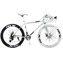 Road Bike Racing Bicycle with Variable Speed, Solid Tire, Freewheel, Popular Fixed-Gear Bike, Ultra-Fast, Ultra-Light, Disc Brake, for Adults, Men and Women