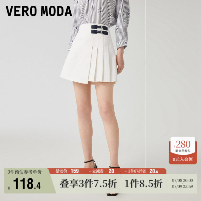 Vero Moda Outlet Skirt Summer New A-line Fashion Short Skirt High-waisted Age-reducing College Style Pleated Women