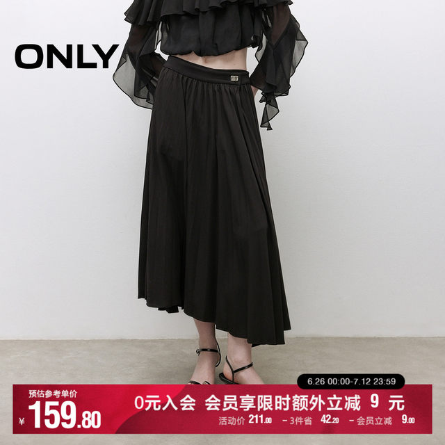 ONLY Summer Commuter Style A-line Organ Pleated Mid-length Skirt for Women