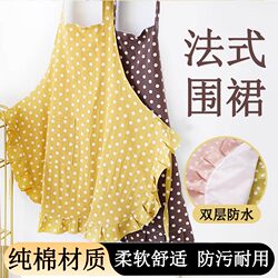 Summer Thin Apron, Breathable, Youthful Style, Pure Cotton, Waterproof and Oil-Proof Smock, Kitchen Household Use, 2025 New Model Yi