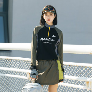 
Mountain spring outdoor sports cycling color-blocked half-zip long-sleeved T-shirt quick-drying clothing for men and women sun protection tops