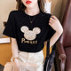 Short-sleeved T-shirt women's summer clothing 2025 new pure cotton Mickey top loose round neck half-sleeved cartoon T-shirt ins
