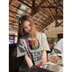 Japanese vintage light gray Katie pure cotton short-sleeved T-shirt for women in summer niche versatile Hong Kong style half-sleeved top
