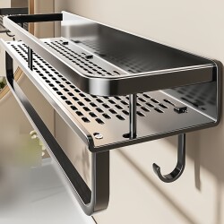 Bathroom Storage Rack, No-Drill Wall-Mounted Toilet Washroom Vanity Wall Storage Rack