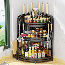Stainless Steel Kitchen Storage Rack Corner Tripod Oil Salt Sauce Vinegar Multifunctional Household Countertop Seasoning Storage Rack