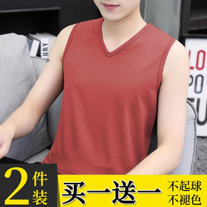 
Modal Cotton V-neck Men's Vest 2024 Summer New Ice Silk Sports Fitness Sleeveless Vest Trendy Men's Clothing