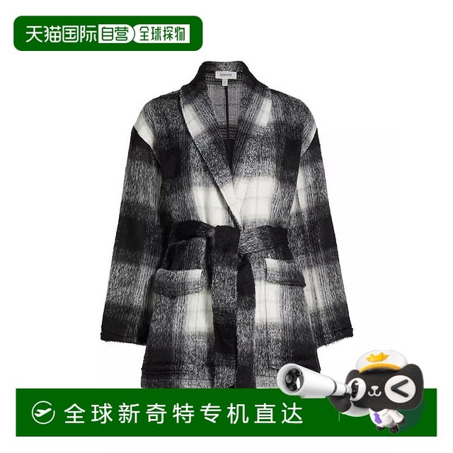 
Splendid Vanessa Plaid Woolen Jacket Women's Shawl Lapel Jacket