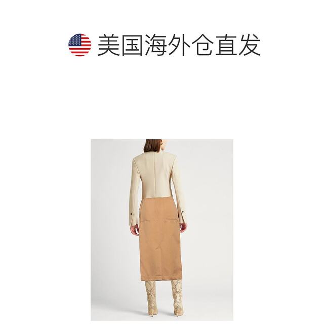 MAX MARA Ladies High Skirt 100 cotton diagonal cloth medium long skirt multi -pocket set