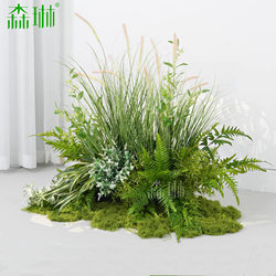 Simulated Green Plants, Reed Grass Combination, Fake Plants, Indoor Window Decoration, Landscaping, Moss Micro-Landscape Arrangement Ornaments