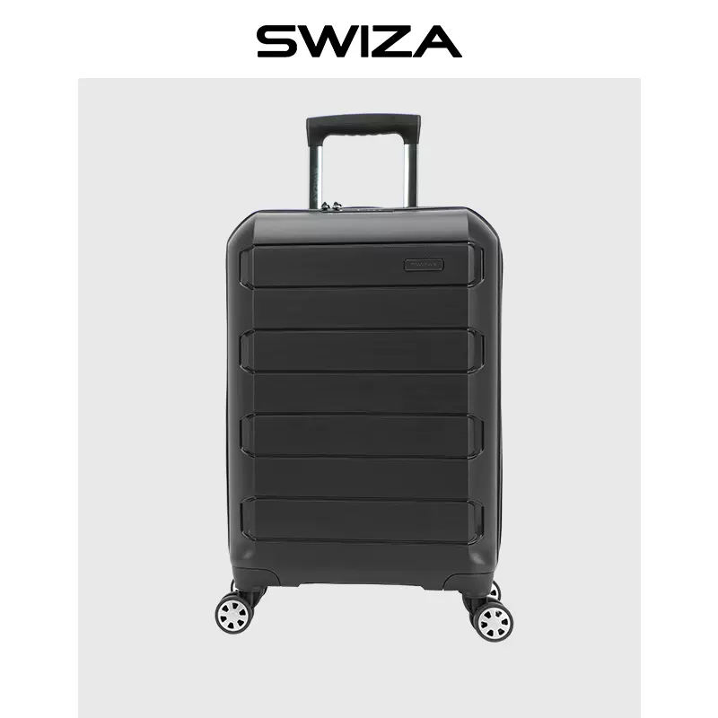 Swiza瑞士行李箱大容量硬殼PP材質黑色商務靜音萬向輪旅行箱