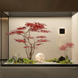 Simulated Red Maple Tree Window Landscaping Decoration under Stairs Indoor and Outdoor Green Plant Landscape Hotel Soft Decoration Fake Tree Layout