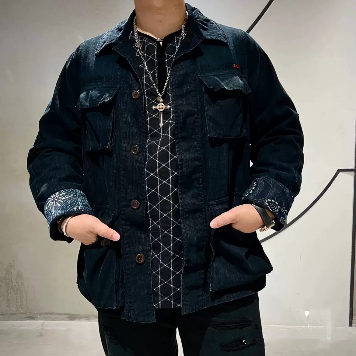 VISVIM1 ICT KILGORE JACKET 古布翻花蓝染灯芯绒夹克Cleanfit-Taobao