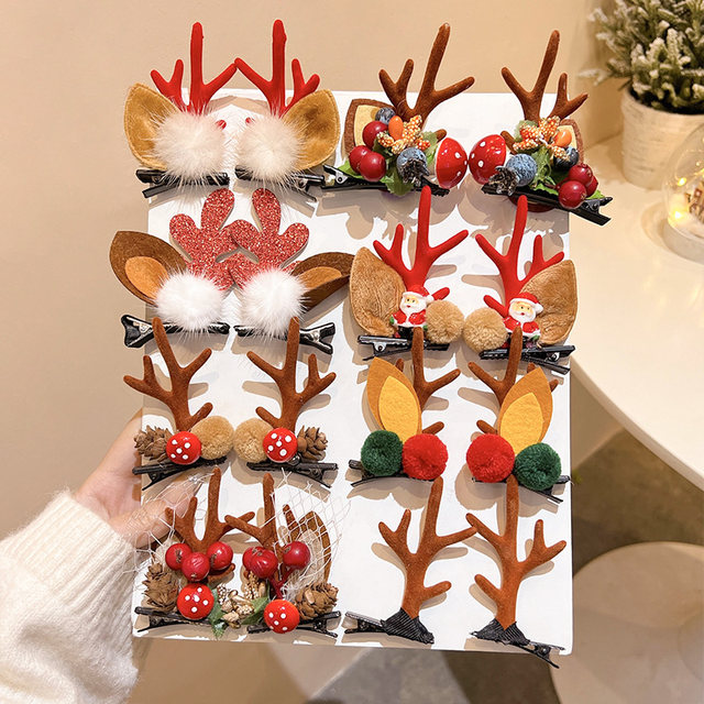Christmas head jewelry Mori Moriki hair clip cute children's antlers ear hair hoop hair jewelry small clip hair accessories