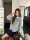 Mihua Home Fake Two-Piece Spliced ​​Pullover Sweatshirt Women's 2025 Spring Commuting Versatile Top
