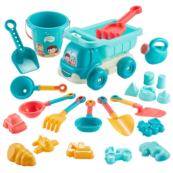 Children's beach toy car baby drama water digging sand soil tool tool hourglass shovel barrel to catch the seaside to play sand suits