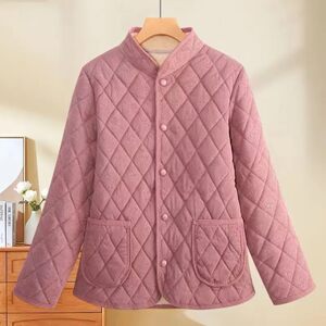 
New stand-up collar loose autumn and winter cardigan wear middle-aged and elderly women's clothing middle-aged mother's thin cotton jacket plus velvet