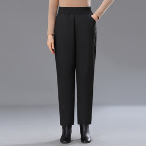 
Mom's down pants for women's outer wear, fashionable loose straight pants, thickened and slimming, middle-aged and elderly women's warm cotton pants for winter
