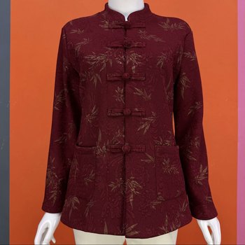 
Autumn and winter new trendy velvet national-style buckle women's tops