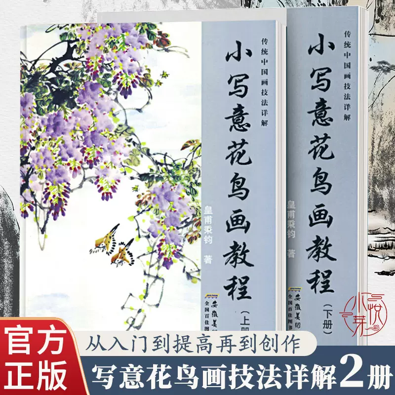 小写意花鸟画教程上下册全2本传统中国水墨画技法详解成人初学者