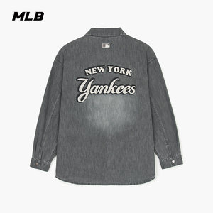
MLB official male and female couples college style embroidered logo denim shirt jacket spring and summer new DRV01
