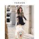 VGRASS silhouette-level silk positioning printed long-sleeved shirt for women 24 spring new neckline streamer VSX3P11040