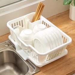 Draining Bowl and Plate Rack, Kitchen Dish Drainer Rack, Sink Tableware Storage Rack, Household Countertop Bowl and Chopstick Water-Draining Storage Box