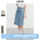 Lecho washing denim long skirt women's 25-year summer new straight skirt mid-length skirt slim A-line skirt