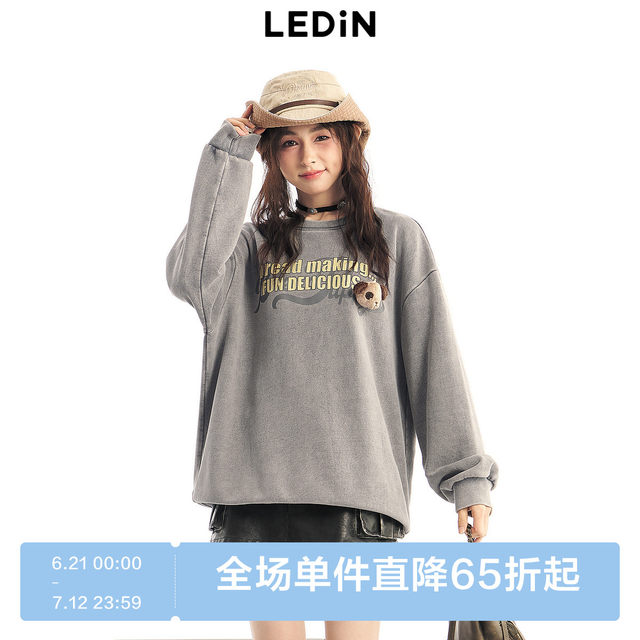 Lecho loose round neck letter sweatshirt for women's spring new top C2CRE1119