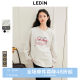 Lechang Bow Printing Flower Circle Round Sweatshin Women's Women's Winter New Loose Shoulder Embroidery Top*
