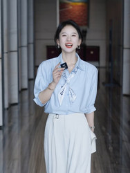French-Style Three-Quarter Sleeve Shirt for Women, New Summer Style, High-End, Chic and Elegant Scarf Shirt, Work Clothing, Professional Interview Top