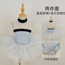 Little Stand-Up Collar Ballet Dance Practice Clothes, Rhythmic Clothing, Dance Body Art Gymnastics Jumpsuit, Kidsren's High-Neck Skirt