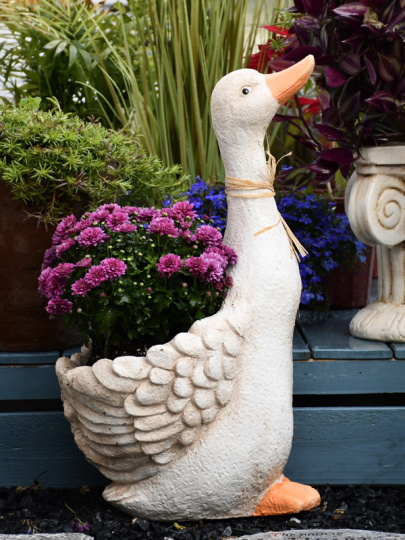 かわいいアヒルの花瓶 - フレンチ・パストラル・ガーデンオーナメント