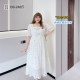 Fat Yingying large size women's sweet atmosphere, romantic fairy skirt French embroidered tulip long dress
