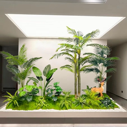 Simulated Plant Landscaping, Tropical Rainforest Large-Scale Landscape, Fake Green Plant Ornaments, Decoration under Stairs in Restaurants and Shopping Malls