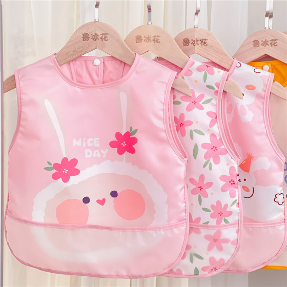 
Lu Binghua's new fully waterproof children's bib for children's dirty anti-batch bib for kindergarten big rice clothes pure cotton rice bag
