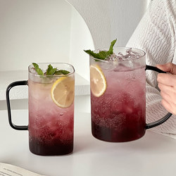 Large-Capacity High Borosilicate Glass Cup with Handle, High Temperature Resistant, Household Cold Drink Fruit Tea Cup, Beer Cup, Large Mug