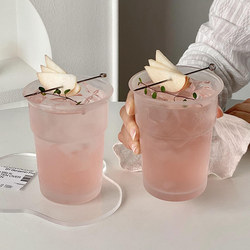 Creative Frosted Glass Cup for Home Use, Simple Wide-Mouth Cup for Cold Drinks, Fruit Juice Cup, Latte, Iced Americano Coffee Cup