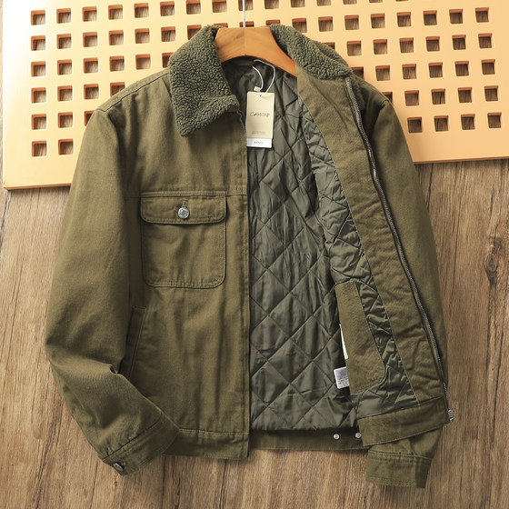 
Spain ~ offline 759 ~ autumn and winter men and women couples with cotton thickened and warm lamb fur collar denim jacket cotton jacket