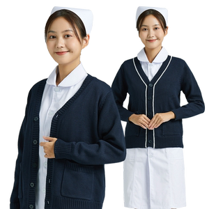 
Outdoor nurse's uniform sweater jacket cardigan thickened plush women's thin autumn and winter hospital large-size work clothes pink blue
