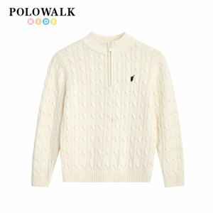 
POLOWALK Children's Clothing Boys Semi-zipper Twist Sweater Autumn New Paul Children's Casual Pullover Knitted Sweater