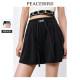 Peacebird high-waist casual sports shorts for summer new black slim and loose white wide-leg pants