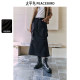 Peacebird workwear style plus velvet mid-length skirt winter new large pocket drawstring black long skirt for women