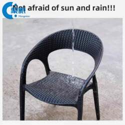 Outdoor Plastic Chair Waterproof Sun-Proof Rattan Chair Single Rattan-Like Back Chair Outdoor Courtyard Garden Villa Coffee Table Chair