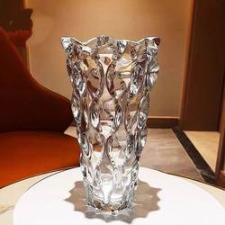 Upgraded Thickened Crystal Glass Vase Ornament, Trendy High-End Living Room Dining Table Decoration, Water-Cultured Flower Arrangement Vessel