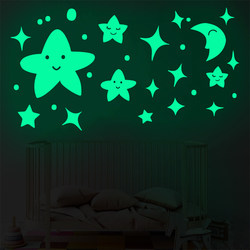 Cartoon Luminous Stickers with Smiley Faces and Stars, Fluorescent Wall Stickers for Living Room and Bedroom Wall Decoration, Creative Stickers for Children's Rooms