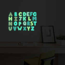 Luminous New English Alphabet Wall Stickers Background Decoration Children's Bedroom Self-Adhesive DIY Fluorescent Decorative Stickers